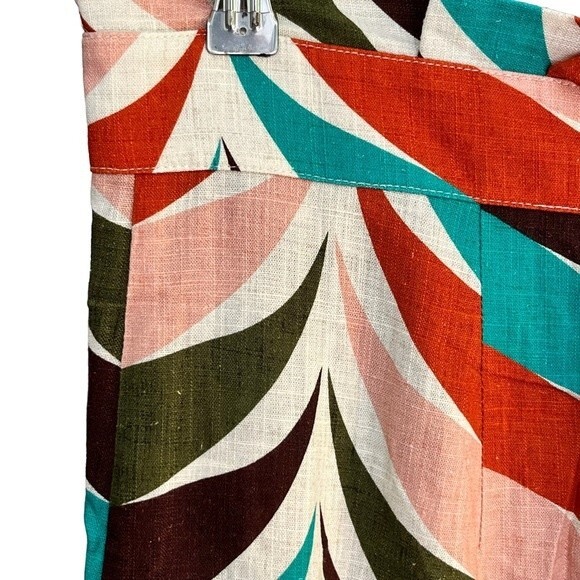 Anthropologie Hutch Raven Printed Tapered Trousers Women's Size 12 Linen Pants - Picture 6 of 10